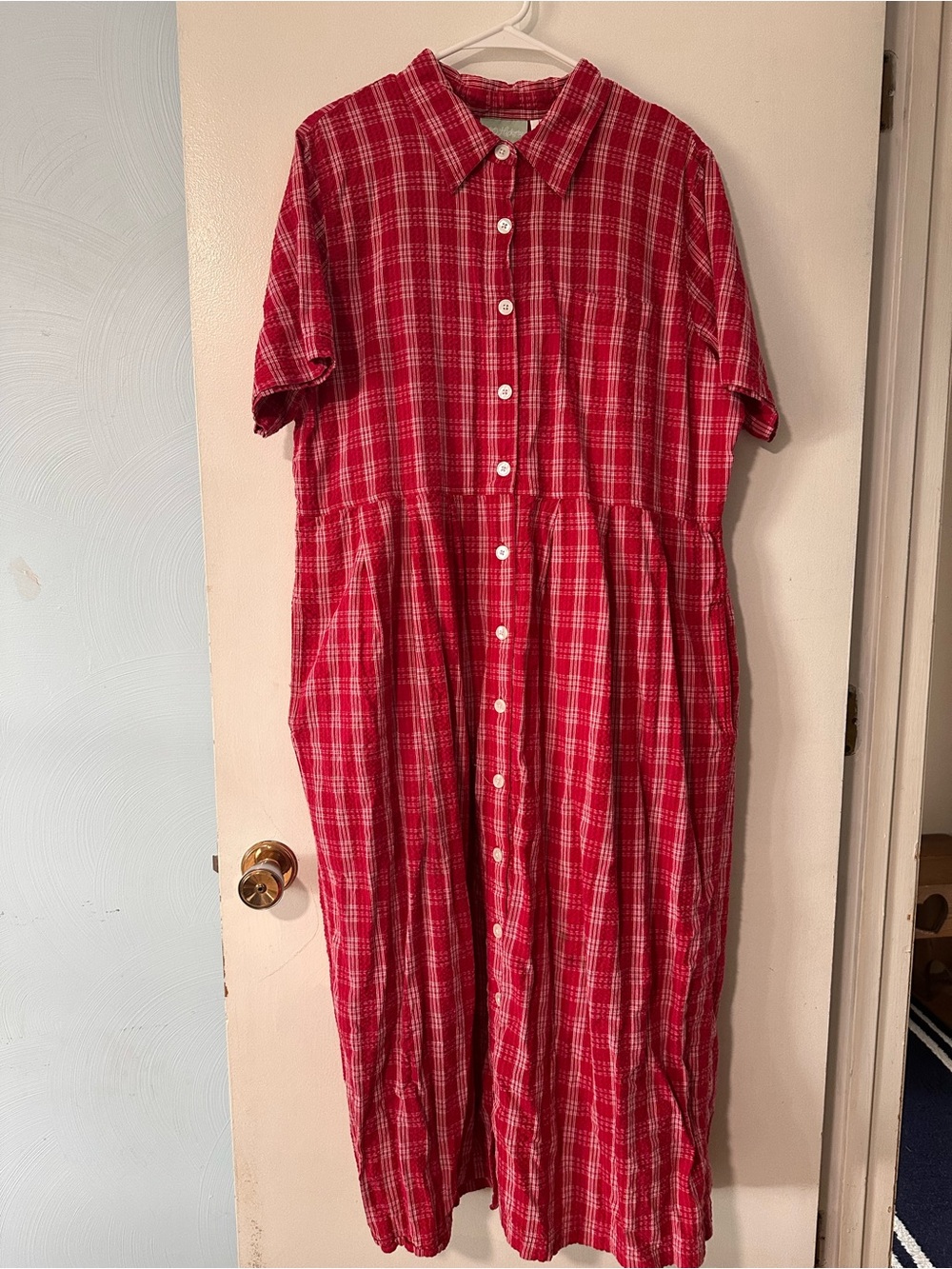 Vintage Cotton Red Seersucker Dress
